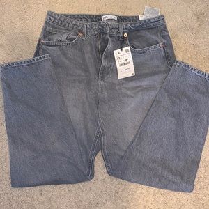 Zara slim hi-rise ankle length light gray jeans